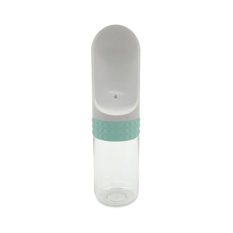 Kleine Hundetrinkflasche mit weisser Trinkschale und mintgrünem Ring