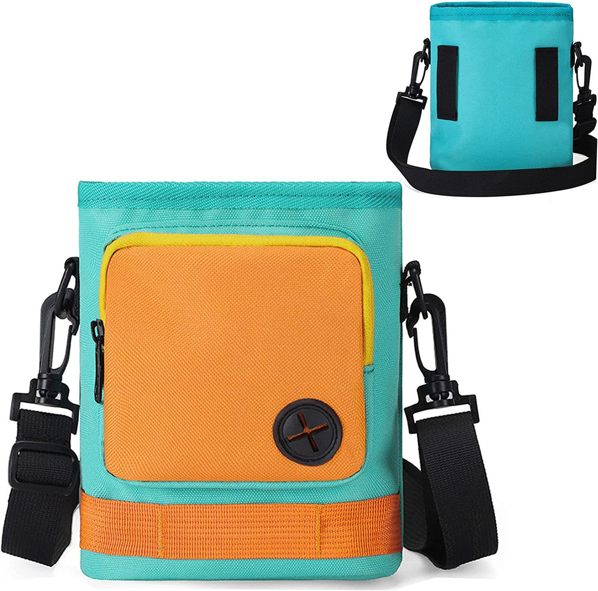 Crossbody-Tasche für Hundetraining in Hellgrün, Vorder- und Rückansicht
